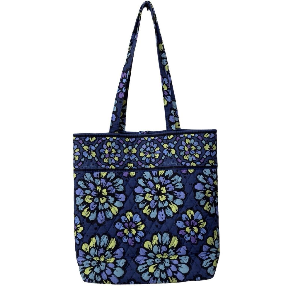 VERA BRADLEY Indigo Pop Blue Flower Tote Bag Retired Print Rare Toggle